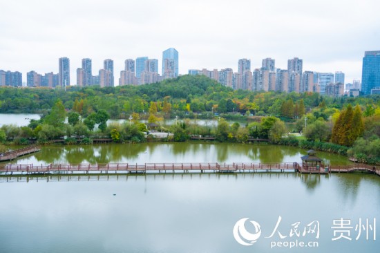 秋日時(shí)節(jié)，觀山湖公園景色美不勝收。人民網(wǎng) 陽茜攝