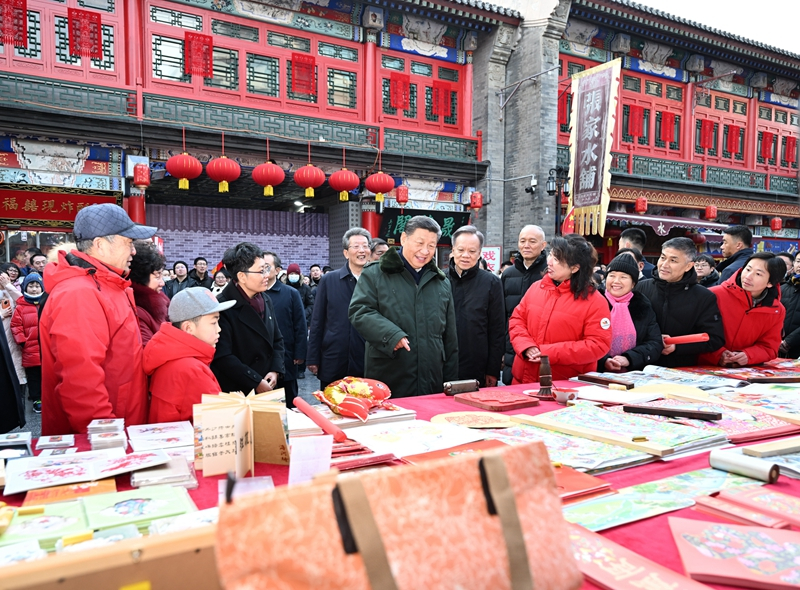 2024年2月1日，習近平總書記在天津古文化街考察。